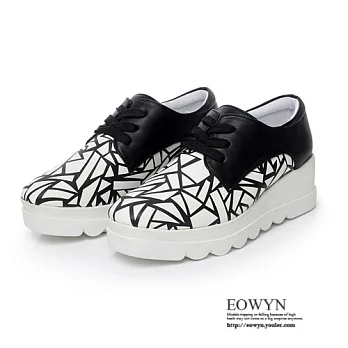 EOWYN.2015歐美時尚新品甜美拼色綁帶舒適百搭休閒坡跟厚底鬆糕包鞋EMD01077-89/2色/34-39碼現貨+預購黑色34