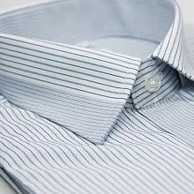 【金安德森】白底灰色藍色條紋相間接領門襟窄版短袖襯衫15白底灰藍色