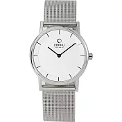 OBAKU 纖薄哲學二針時尚米蘭腕錶-銀白/小