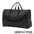 HAPI+TAS 格紋摺疊旅行袋(大)-黑色