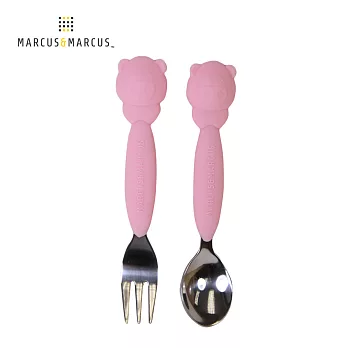 【MARCUS＆MARCUS】動物樂園不鏽鋼叉匙餐具組粉紅豬