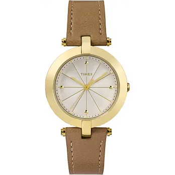【TIMEX 】天美時經典風格都會女伶腕錶 (金/駝色帶 TXT2P79500)