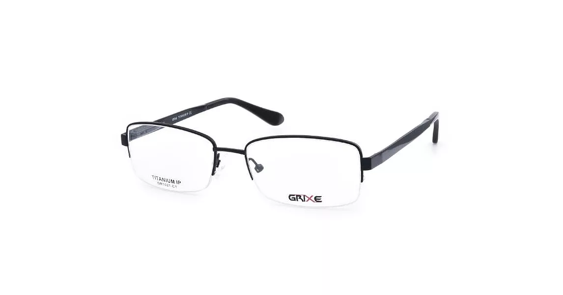 【大學眼鏡】GRIXE 輕量鈦合金 商務半框平光眼鏡1021-C1黑