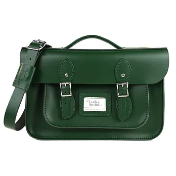 【The Leather Satchel Co.】14吋 英國手工牛皮劍橋包 手提包 肩背包 後背包多功能三用包 精湛工藝 新款磁釦設計方便開啟(郵差綠)