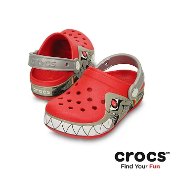Crocs - 童-卡駱馳酷閃鯊魚金剛小克駱格-紅/銀色25紅/銀色