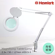 工廠品管、生產線推薦【Hamlet 哈姆雷特】5D/127mm 工作用薄型LED檯燈放大鏡 桌夾式【E015-3】