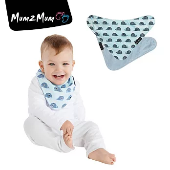【Mum 2 Mum】雙面時尚造型口水巾圍兜-鯨魚/粉藍鯨魚/粉藍
