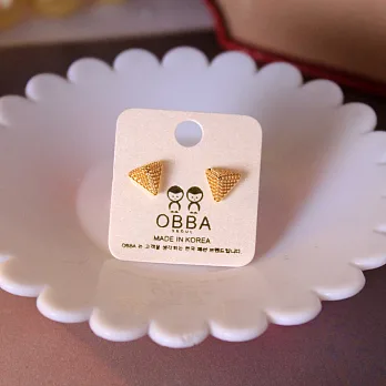 【UH】OBBA - 金字塔造型耳環(兩色可選) - 金色