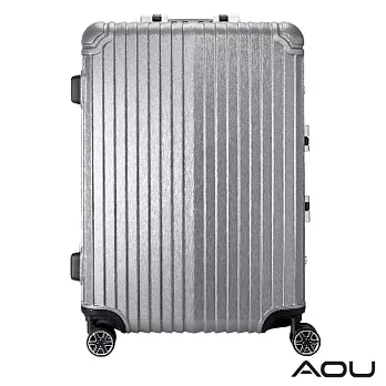 AOU 絕美時尚系列 升級版 29吋100%PC防刮亮面飛機輪旅行箱 (太空銀) 90-021A