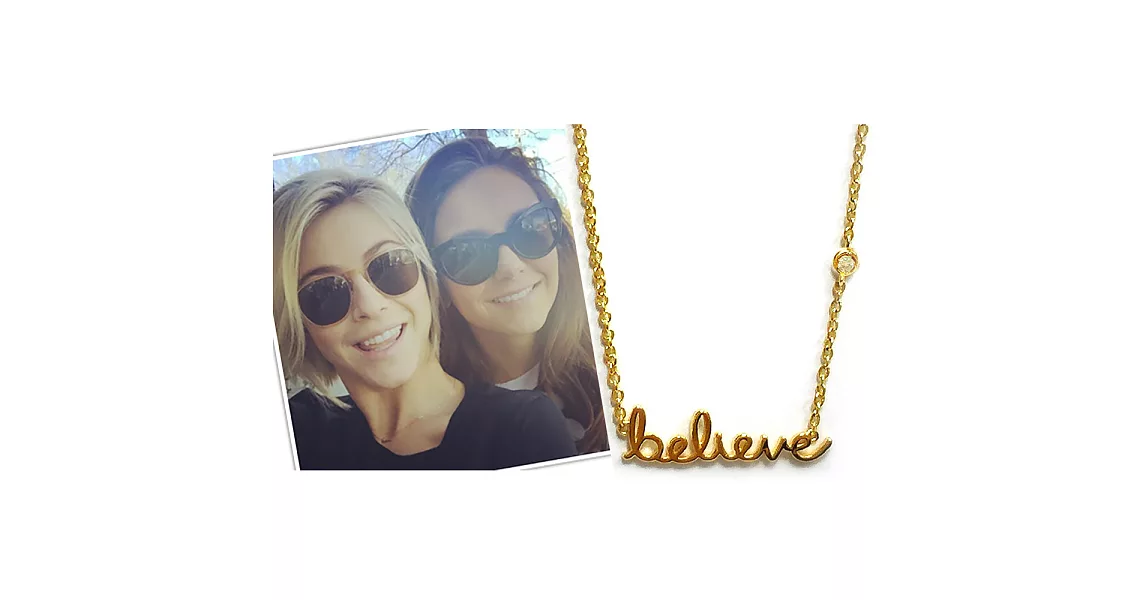 Shy by Sydney Evan BELIEVE 文字金項鍊 鑲單鑽925純銀鍍14K