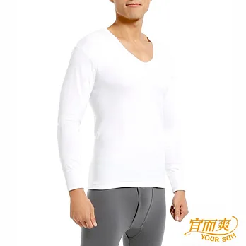 【宜而爽】時尚經典型男舒適厚棉U領衛生衣~2件組L白