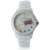 Hello Kitty LK673 三麗鷗正版授權 粉嫩色系晶鑽陶瓷石英腕錶-金色