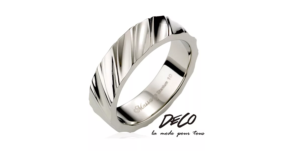 DECO X MASSA-G系列【銀色費洛蒙】 鈦金男戒美規7號