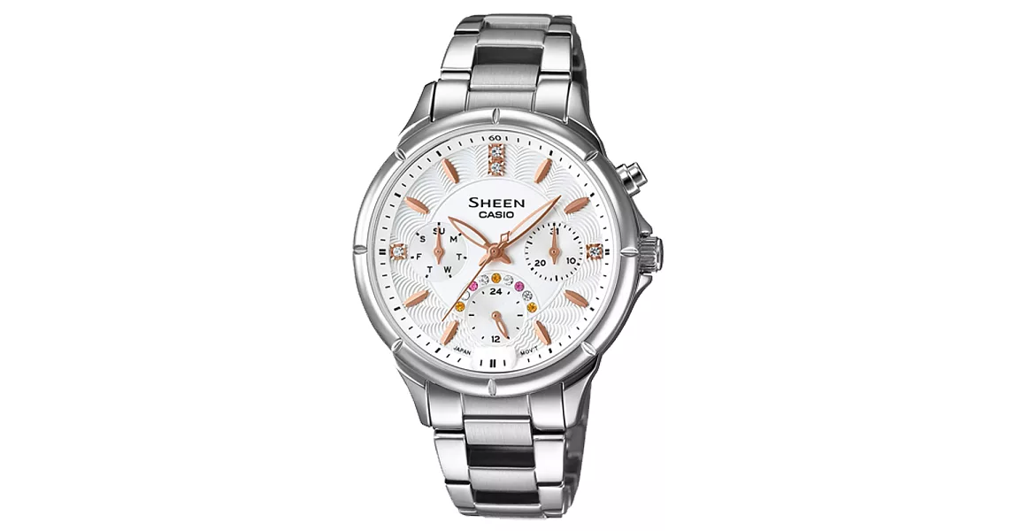 CASIO SHEEN 初冬花冠施華洛世奇腕錶-銀