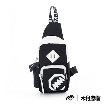 木村原宿MM日系潮包-運動潮 肩斜二用迷你單肩包-黑白