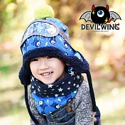 (帽子+圍脖兩件套)韓國DevilWing小惡魔男女童飛行員造型藍色