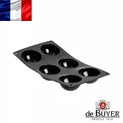 法國【de Buyer】畢耶烘焙『黑軟矽膠模系列』6 格半圓形蛋糕烤模