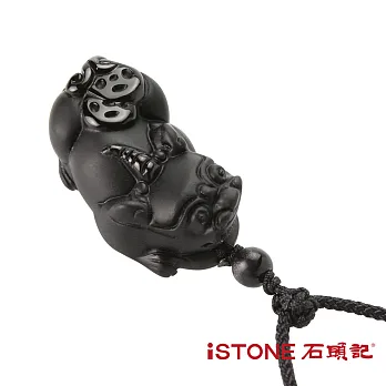 石頭記黑曜石貔貅項鍊-極富納財黑曜石