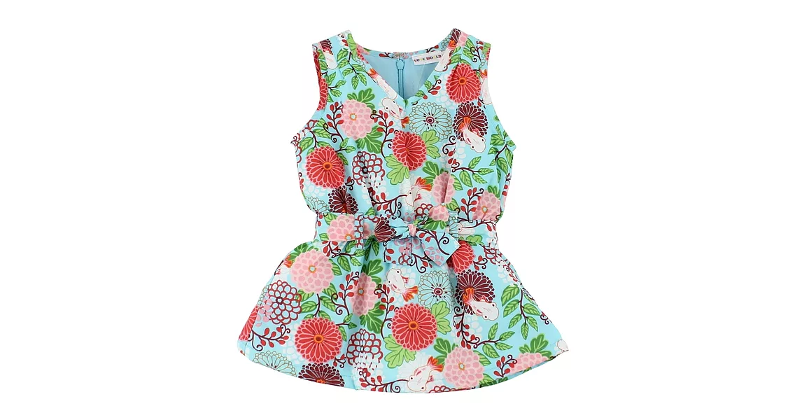 【愛的世界】舖棉綁帶背心洋裝-台灣製-80藍色