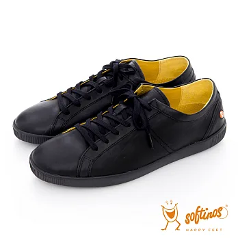 Softinos(男)☆簡約品味牛皮綁帶休閒鞋 -41品味黑