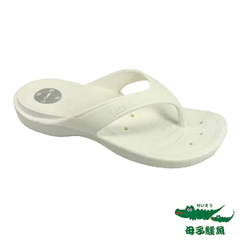 母子鱷魚(女)★ EVA超輕量透氣排水舒壓厚底人字拖 - 白35白