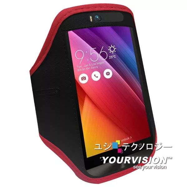 ASUS ZenFone Selfie ZD551KL 5.5吋 簡約風運動臂套 _紅