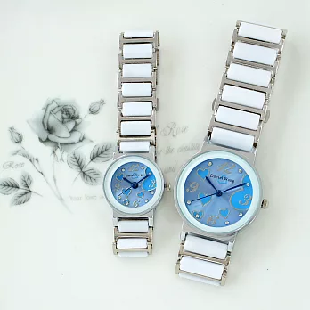 Daniel Wang 3146 氣質美氛多角度切割鏡面仿陶瓷女錶-藍面藍心小型