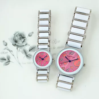 Daniel Wang 3146 氣質美氛多角度切割鏡面仿陶瓷女錶-粉面粉心小型