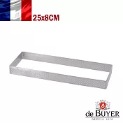 法國【de Buyer】畢耶烘焙『法芙娜不鏽鋼氣孔塔模系列』長方形塔模25x8cm(四人份)