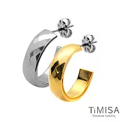 【TiMISA】格緻真愛-寬版(雙色)純鈦耳環一對