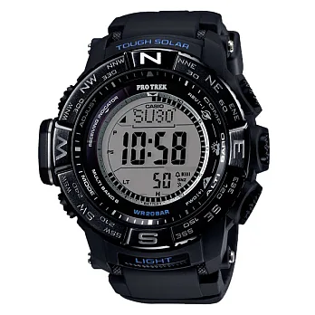 CASIO PRO TREK系列森林武者時尚運動腕錶-全黑