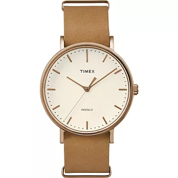 【TIMEX 】天美時週末Fairfield系列時尚手錶 (白/咖啡 TXT2P91200)