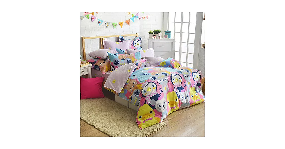 義大利Fancy Belle《童話王國》雙人四件式防蹣抗菌舖棉兩用被床包組