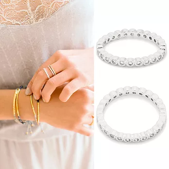 Gorjana CANDICE SHIMMER 整圈鑲圓鑽式設計 銀色細版戒指