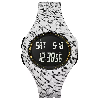 adidas 潮流曲線數位電子腕錶-白黑網格