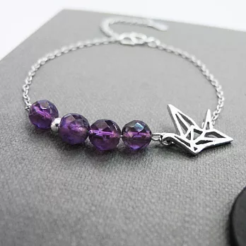 【Hera】925純銀手作飛翔鴿子天然紫水晶手鍊
