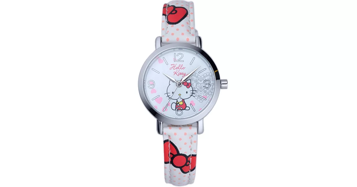 【HELLO KITTY】凱蒂貓甜心蝴蝶結造型手錶 (白 KT002LWWW)