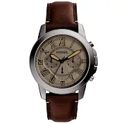 FOSSIL 古典伯爵三環計時腕錶-FS5214 棕灰色