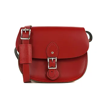 【The Leather Satchel Co.】英國原裝手工牛皮馬鞍包 肩背 側背手拿包 精湛工藝 新款磁釦設計方便開啟(心機紅)
