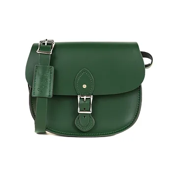 【The Leather Satchel Co.】英國原裝手工牛皮馬鞍包 肩背 側背手拿包 精湛工藝 新款磁釦設計方便開啟(郵差綠)