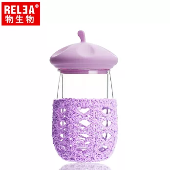 【香港RELEA物生物】創意帽子造型雙層玻璃隔熱杯(畫家帽-紫)畫家帽