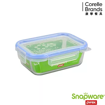 【Snapware 康寧密扣】Eco Clean 耐熱玻璃保鮮盒-長方型 650ml(SP-EC650RC-BL)