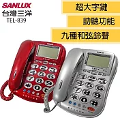 台灣三洋SANLUX大字鍵單鍵記憶有線電話機 TEL-839紅色