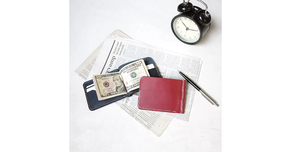 【預購商品】HANDIIN|日式職人款 牛皮隨身鈔票夾墨綠