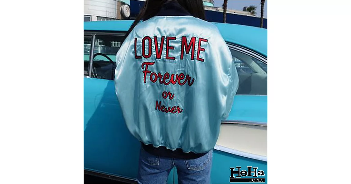 外套寬鬆緞面刺繡棒球夾克二色-Mini嚴選-(薄荷綠)