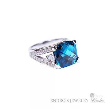 【安垛小姐】Endro手作輕珠寶 世紀藍色托帕石戒指 925純銀13