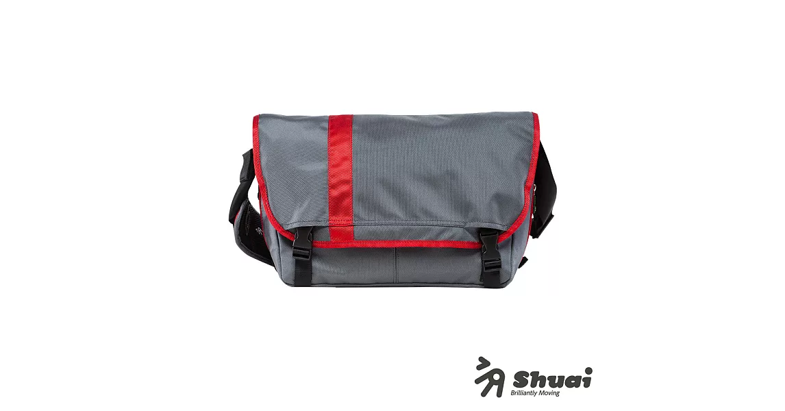 Shuai M1 Series Messenger 信差風格電腦側背包(灰紅/13吋筆電適用)