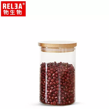【香港RELEA物生物】450ml竹蓋長筒耐熱玻璃儲物罐
