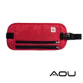 AOU 戶外休閒 高品質RFID防搶包 防盜 護照包 隱形貼身腰包 (多色任選) 66-045紅