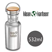 【美國Klean Kanteen】不鏽鋼瓶532ml_鏡面鋼(竹片鋼蓋)